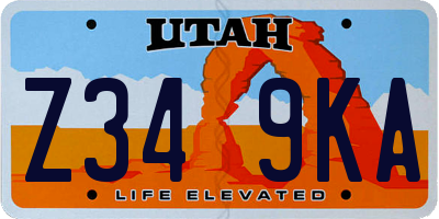 UT license plate Z349KA