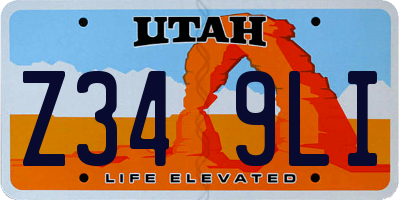 UT license plate Z349LI
