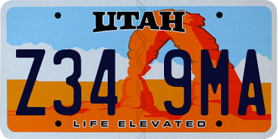 UT license plate Z349MA