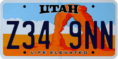 UT license plate Z349NN