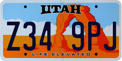 UT license plate Z349PJ