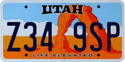 UT license plate Z349SP