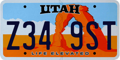 UT license plate Z349ST