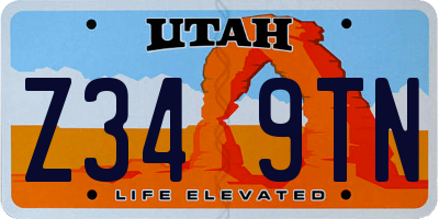 UT license plate Z349TN