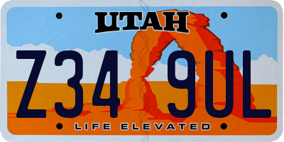UT license plate Z349UL