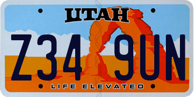 UT license plate Z349UN