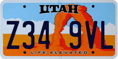 UT license plate Z349VL
