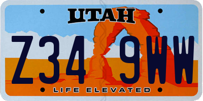 UT license plate Z349WW
