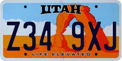 UT license plate Z349XJ