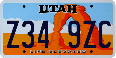 UT license plate Z349ZC