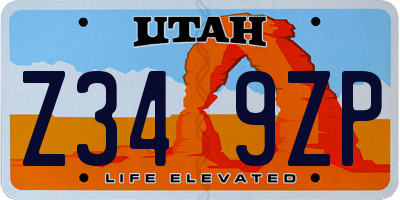 UT license plate Z349ZP