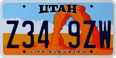 UT license plate Z349ZW