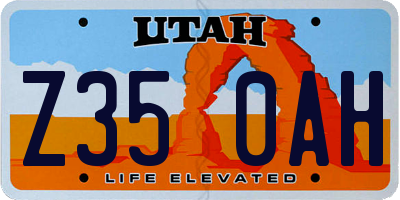 UT license plate Z350AH