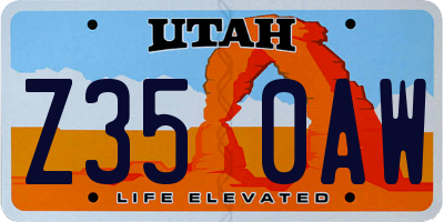 UT license plate Z350AW