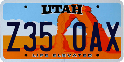 UT license plate Z350AX