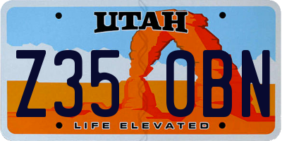 UT license plate Z350BN