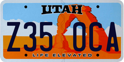 UT license plate Z350CA