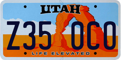 UT license plate Z350CO