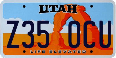 UT license plate Z350CU
