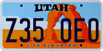 UT license plate Z350EO
