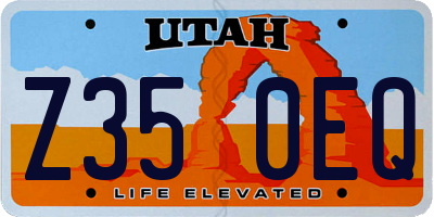 UT license plate Z350EQ