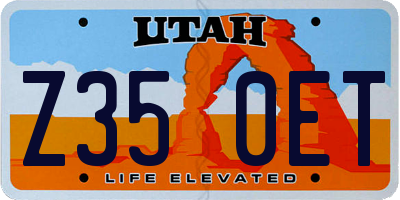 UT license plate Z350ET