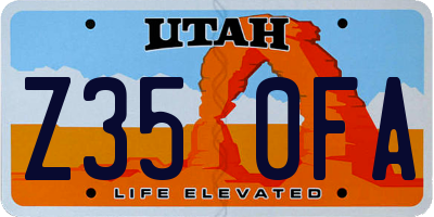 UT license plate Z350FA