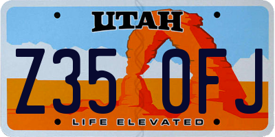 UT license plate Z350FJ