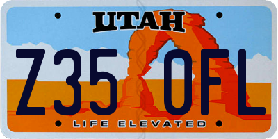 UT license plate Z350FL