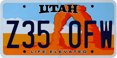 UT license plate Z350FW