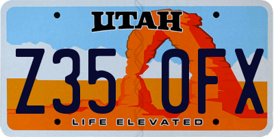UT license plate Z350FX