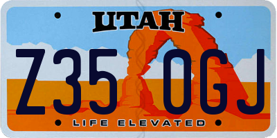 UT license plate Z350GJ