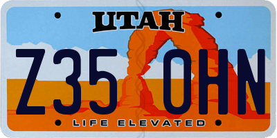 UT license plate Z350HN