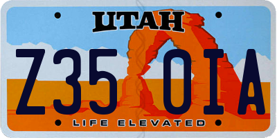 UT license plate Z350IA