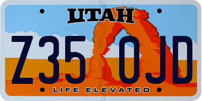 UT license plate Z350JD