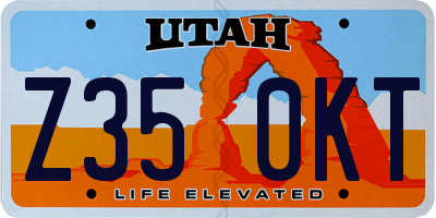 UT license plate Z350KT