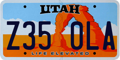 UT license plate Z350LA