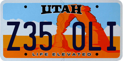 UT license plate Z350LI