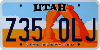 UT license plate Z350LJ