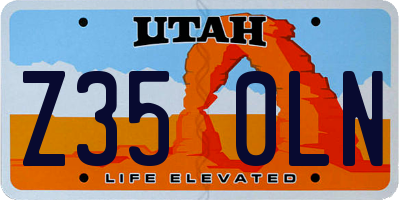 UT license plate Z350LN