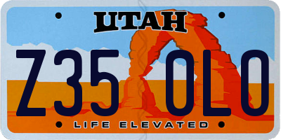 UT license plate Z350LO