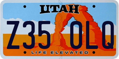 UT license plate Z350LQ