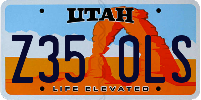 UT license plate Z350LS