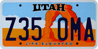 UT license plate Z350MA