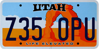 UT license plate Z350PU