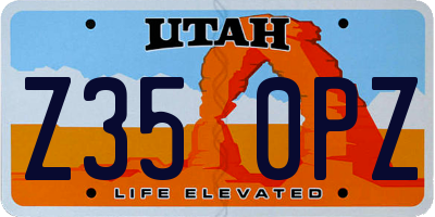 UT license plate Z350PZ