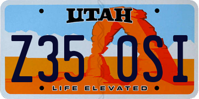 UT license plate Z350SI