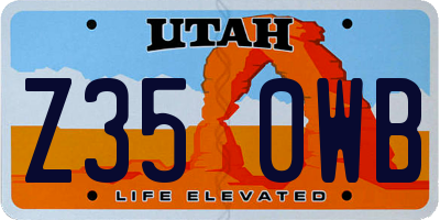 UT license plate Z350WB