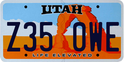 UT license plate Z350WE