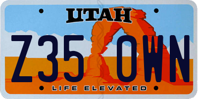 UT license plate Z350WN